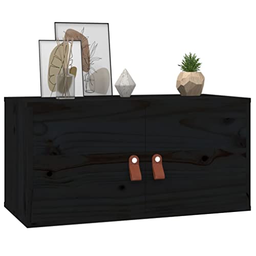 Armoire murale en pin massif meuble suspendu rustique noir haute résistance - 8