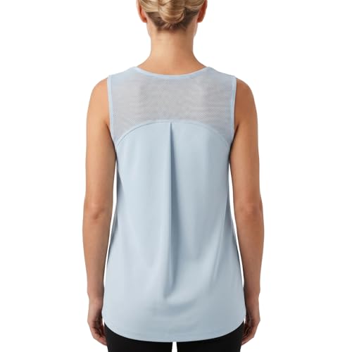 VanKee Camiseta Deportiva Mujer Espalda Malla Top Deportivo Transpirable de Secado Rápido Camiseta Sin Mangas de Fitness Alta Elasticidad Ligero Yoga Tops Cuello Redondo Shirt para Running Gimnasio