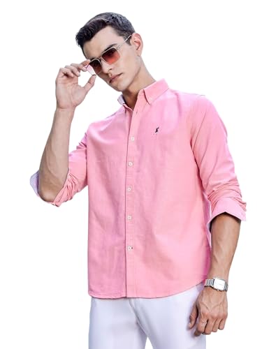 Image of Thomas Scott Men's Cricket Club Collection Classic Regular Fit Twill Shirt | 100% Cotton Long Sleeve Solid Shirt with Button Down Collar (Available in Plus Size)