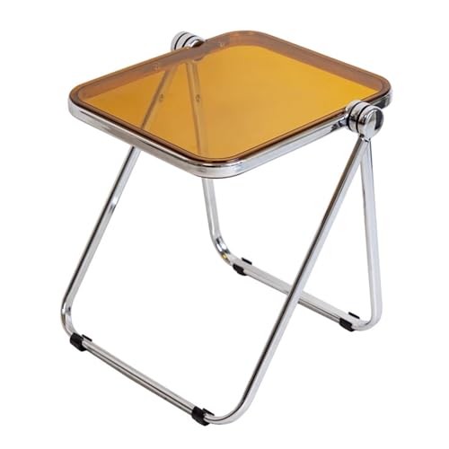 Moderna mesa auxiliar plegable de acrílico, mueble compacto y versátil para sala de estar, dormitorio, cocina, color amarillo, diseño de ahorro de espacio, escritorio perfecto para servir