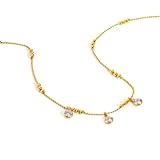 Collar con colgante de circonita cúbica, chapado en oro, para mujer, impermeable, joyería de moda para fiesta