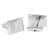 Liverpool FC Official Mens Stainless Steel Cufflinks – Rectangular Liverbird & LFC Engraved Design – Shirt Accessories – Ideal Reds Football Gift