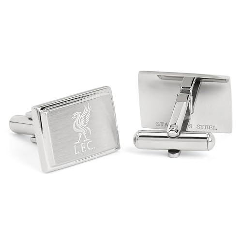 Liverpool FC Official Mens Stainless Steel Cufflinks – Rectangular Liverbird & LFC Engraved Design – Shirt Accessories – Ideal Reds Football Gift