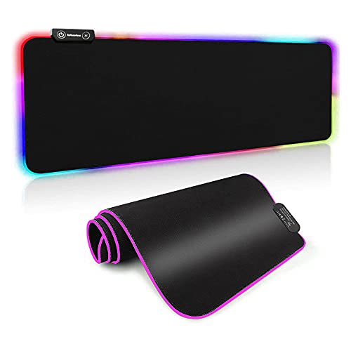 Eebeotow RGB Mouse Pad, XXL Mouse Pad with 14 RGB Lighting Modes, Large Mouse Pad for Desk,Waterproof and Non-Slip Rubber Base Gaming Mouse Pad, Size 31.5X12 in