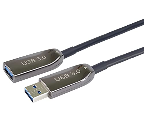 PremiumCord 7m USB 3.0 Optical Extension Cable, Fibre Optic, SuperSpeed 5 Gbit/s, Black, AOC, Type A Female to Male, 9Pin