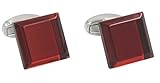 Ruby Anniversary Wedding Cufflinks | Bevelled Edge Red Cuff Links for Men | Inc Cufflinks Box