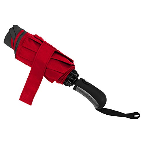 Strombergbrand Color Flip Umbrella (Auto Open Reverse Umbrella), Inverted Folding Umbrella For Men And Women, Compact Two Tone Rain And Windproof Inside Out Umbrella,Red Under Black #TOP2