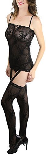 Image of ToBeInStyle Women's Bodystocking Bustier Garter Lingerie Suspender Thigh High Stockings