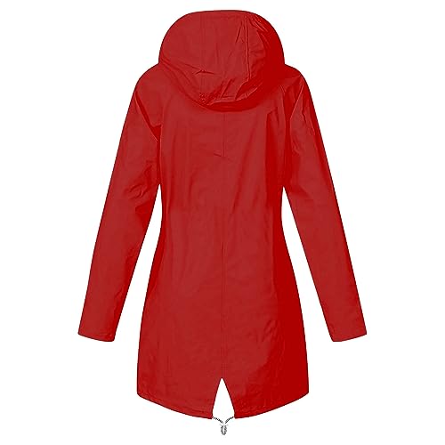 DDAPJ pyju Rain Jacket Women Waterproof Trench Coats Striped Lining Hooded Raincoat Outdoor Windbreaker Jackets with Pockets4