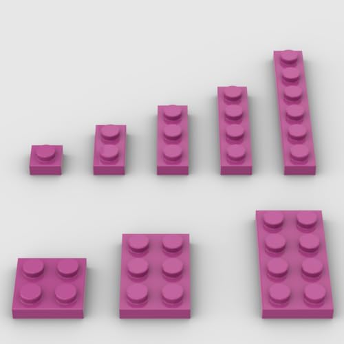 Classic Building Plate Assortment Pack, 100Pcs Pink Bulk Plates With 8 Size Base, Compatible With Lego Parts and Pieces, Building Bricks, for Most Brands (Color: Pink)