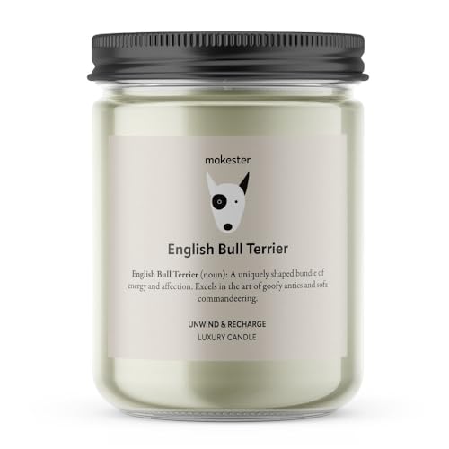 English Bull Terrier Gifts - Luxury Soy Wax Candle - Vanilla, Jasmine, Sugared Almond - Makester, White - Image 2