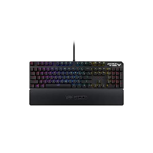 ASUS TUF Gaming K3 - Clavier mécanique AZERTY RGB avec N-Key Rollover - Combinaisons de touches multimédias - Port USB 2.0 - Revêtement en alu - Repose-poignet - 8 touches programmables - Aura Sync