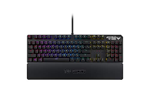ASUS TUF Gaming K3 - Clavier mécanique AZERTY RGB avec N-Key Rollover - Combinaisons de touches multimédias - Port USB 2.0 - Revêtement en alu - Repose-poignet - 8 touches programmables - Aura Sync