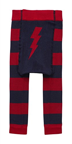 Piccalilly, leggings in cotone biologico, colore rosso e blu, unisex, da bambino e neonato, con disegno a fulmine Red 24 mesi