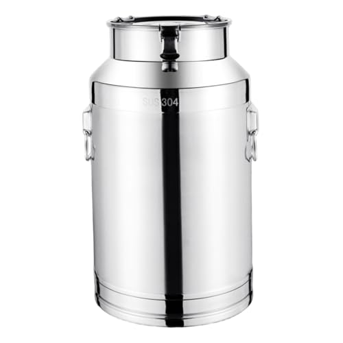 Stainless Steel Milk Jug, Coffee Cup Mug, 5 L Stainless Steel Bucket with Lid & Secure Buckle & Lifting Ring, Milk Frothing Pitcher Jugs for Food, Liquid