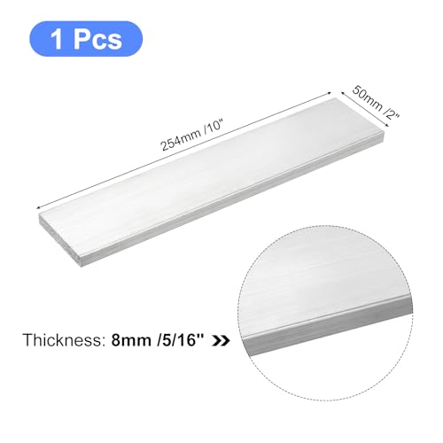 Image of uxcell Square Aluminum Flat Bar, 5 /16 inch Thick 2 inch Width 10 inch Length Square Aluminum Bar 6061 Aluminum Flat Plate, 8 x 50 x 254mm T6511 Solid New Mill Stock for Industrial Building