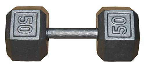 TDS Hex Dumbell - 50lb (High Grade Cast Iron with Knurled Steel Handle)