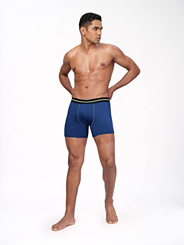 Image of TECHNOSPORT Men's Colorblock Trunks Underwear with ElastoLITE 4 Way Stretch Lightweight Breathable Moisture Wicking Soft Anti Odour Anti Microbial Comfort Fit Boxer Briefs Innerwear for Men