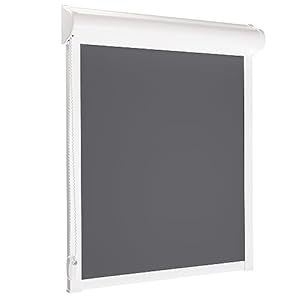 schattenfreu.de Thermo-Rollo mit Kassette nach Maß | Zum Anschrauben am Fensterrahmen oder an der Wand | Optional zum Ankleben | Verdunkelnd | Für Fenster und Türen | Dunkelgrau, Silberne Rückseite