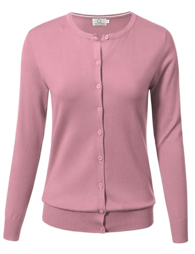 Image of Allsense Women's Long-Sleeve Crewneck Cardigan | Classic Button Down Sweater, Soft Fine Knit, Lightweight