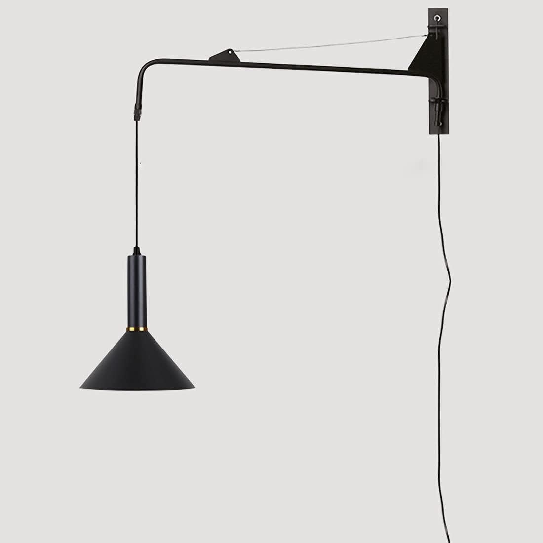 ASerZenith Adjustable Long Arm Wall Lamp, Bedroom Bedside Lamp With Cable And Switch, Industrial Wall Lamp Compatible With Stairs, Living Room Hallway,C 75Cm