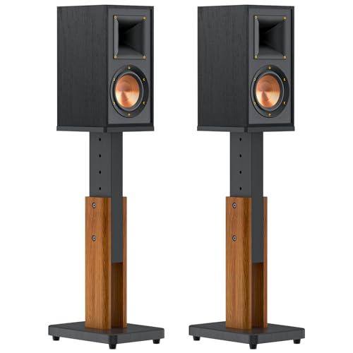 Height Adjustable Speaker Stands Pair for Klipsch Bookshelf Speaker Stand- Wood Grain Floor Speaker Stands for Klipsch R-41M, R-51M, R-51PM, RP-500M II Surround Sound Speakers Stand Up to 50 Lbs
