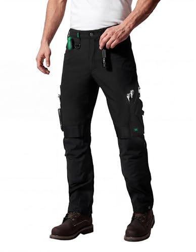 SK Construction Pants for Men Ripstop Multi-Pocket Work Pants Black 34W30L