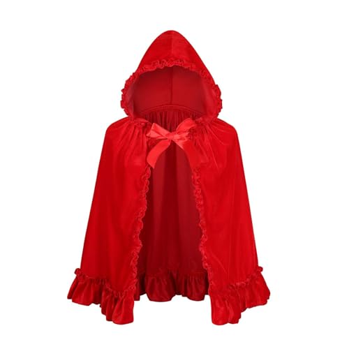 MaxToonrain Capa de capuz vermelho com capuz de veludo para adulto, disfarce de Halloween e dia mundial do livro para mulher (vermelho)