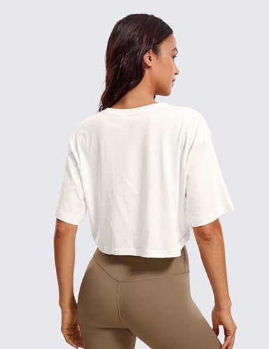 Image of CRZ YOGA Pima Cotton High Neck Crop T-Shirt