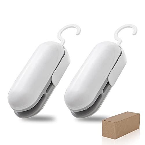 2 Pack Heat Sealer, Premium Chip Bag Sealer, Portable 2 in 1 Mini Heat Sealer for Plastic Bags Storage, Handheld Food Sealer, Bag Sealer Heat Seal, which can seal snack or food bags anytime, anywhere