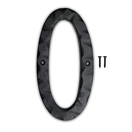 Image of NACH House Numbers for Outside, 6 inch Black Address Numbers for House - Number 0 - Rustic Numbers for Outside with Mounting Hardware