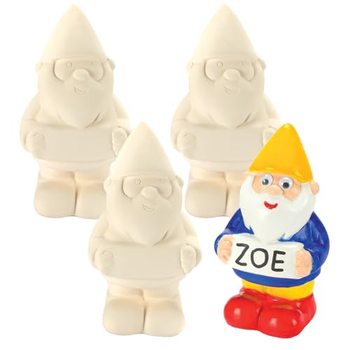 Gnomos de cerámica Baker Ross (paquete de 4) para que los niños decoren. Artes y manualidades