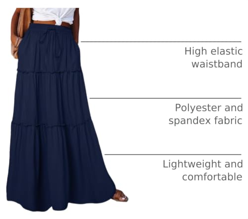Image of Happy Sailed Womens Floral Print Boho Maxi Skirt Elastic High Waist Pleated Ruffle Flowy Long Skirts S-XL