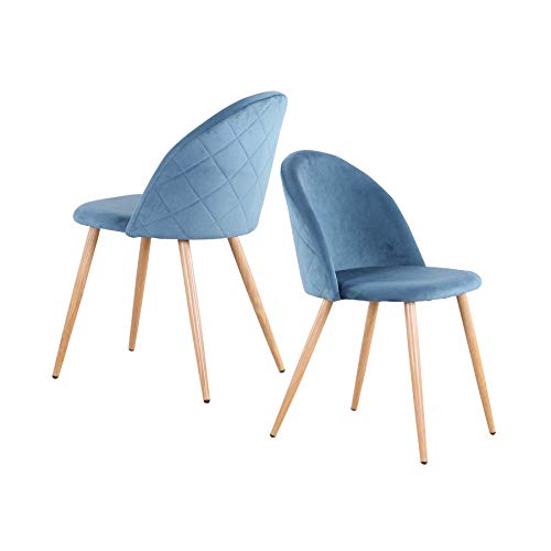 Uderkiny Lot de 2/4/6 chaises avec Dossier Chaise de Velours Chaise de Salle à Manger, Convient pour Cuisine Salon Salle à Manger Chambre etc (Bleu-2)