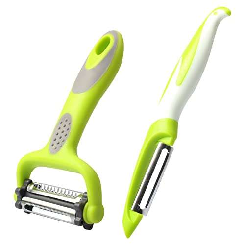 Defutay Vegetable Peelers For Kitchen, 3 In 1 Potato Peelers Stainless Steel Professional Peeler For Potato, Apples, Carrots, Cucumber And Various Vegetables And Fruits (Green-2Pc) #TOP23