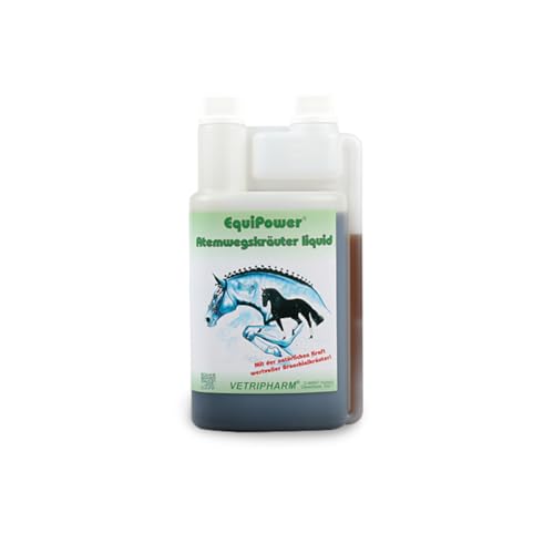 EquiPower Atemwegskräuter Liquid | 1 l | Ergänzungsfuttermittel für Pferde | Fenchel & Thymian