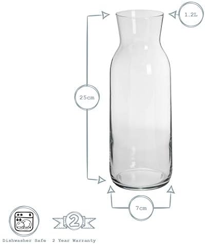 Argon Tableware 4x 1200ml Glass Water Jug - 'Brocca' Range - Juice Carafe Decanter with Silicone Lid for Water, Wine, Iced Tea