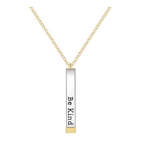CANDYFANCY Be Kind Of A B Necklaces for Women Inspirational Gold Square Tubes Pendant with Hidden Message for Best Friends Gift Jewelry Cover