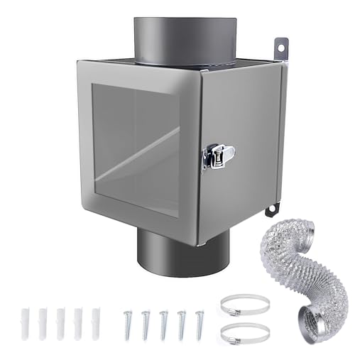 Dryer Duct Lint Trap Inline Dryer Lint Trap Box lint trap for Dryer Vent for Electric Clothes Dryers with 4inch 8FT Dryer Vent Hose 2 Clamps 2 Metal Filter Screens
