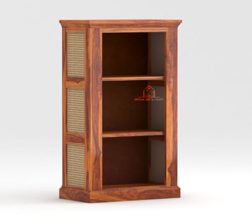 Image of SHYAM ART & CRAFT Solid Sheesham Wooden Bookshelf | Book Shelf Cabinet for Home & Office Living Room | Pre Assembled Semi Open Bookshelf (Honey Finish)