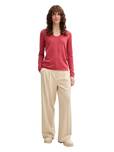 Tom Tailor Damen 1012976 Strickpullover Mit V-Ausschnitt, 11016 - Berry Red, 3XL EU 5