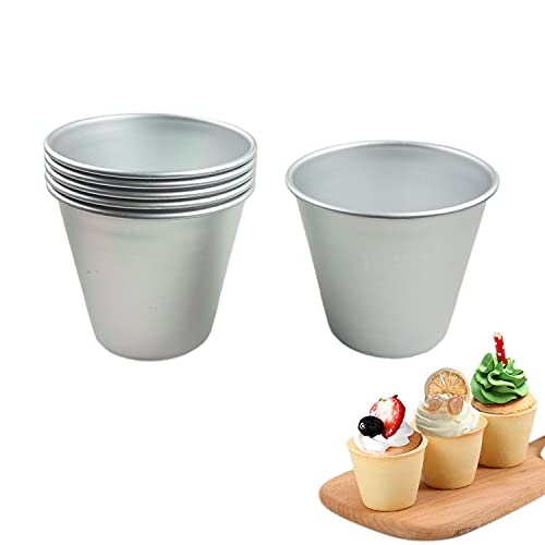 Proshopping 6 Packs Popover Panï¼Œ Large Individual Muffin Mold, Aluminium Pudding Cup, Chocolate Molten Mould, Raspberry Souffle Baking Maker, Brownie Tumbler -for Pie, Egg Tart, Cake (Size 3.4"x 3.2")