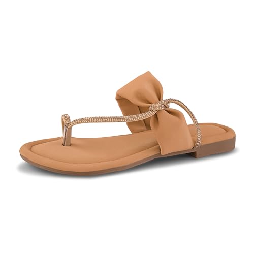 Image of Centrino Women's Slide Sandals | Stylish Slip-On for Ladies | T-Strap Cushioned Footbed for Comfort | Elegant & Trendy Braided Strap Flip Flops | Lightweight Casual Summer Slides (9311)