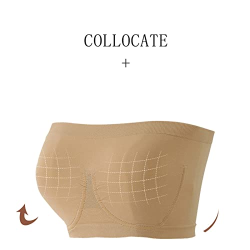 Women Stretch Strapless Bra - Summer Bandeau Crop Tube Top Bra,Seamless Plus Size Removable Padded (Dark Green,S) #TOP5