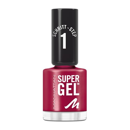 Manhattan Super Gel Nagellack – Gel Maniküre Effekt ganz ohne UV Licht – Klassisch roter Nail Polish mit bis zu 14 Tagen Halt – Farbe Ladies Night 635 – 1 x 12ml