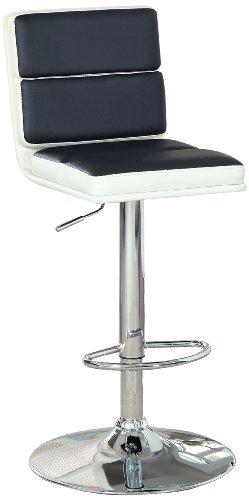 Furniture of America Telesis Modern Sectioned Height Adjustable Bar Stool, Black/White