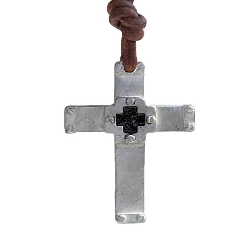 Mens leather Necklace, Surfer necklace for men cross jewelry brown 2mm Distressed Brown Leather Cord - Minimalist and Sturdy Vintage Design Hand Made in USA by Zulasurfing studios