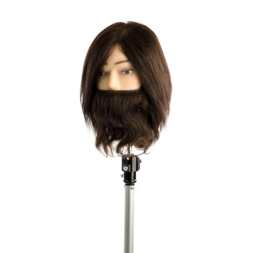 Altezza articolo: 27 cm LABOR.PRO I104 - Testa studio uomo capelli umani barba e baffi Scuola Parrucchieri