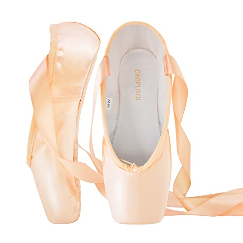 Women's Ballerina Shoes Professional Ballet Dance Satin Pointe Shoes for Girls with Bag and Toe Pads2