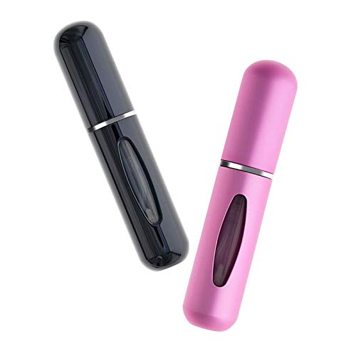 Perfume Atomizer Bottle-Dolovemk,Portable Mini Refillable Perfume Travel Atomizer Pump for Aftershave,2 Pcs Pack of 5ml(Black&Pink)
